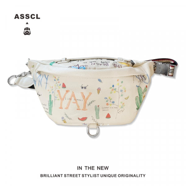 ASSCL PERSONALITY HAND-PAINTED GRAFFITI CHEST BAG SS2022